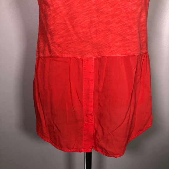 Anthropologie salmon pink short sleeve Henley top - Picture 6 of 8